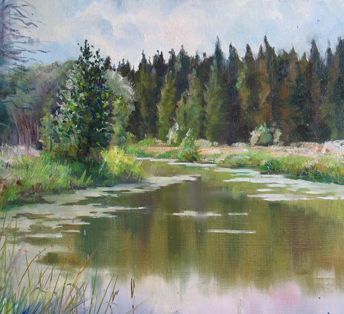 "Лесная река в Рябово. Вятка". Холст, масло. 39х50 см. 2008 г.